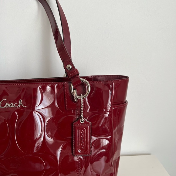 Coach Burgundy Patent Leather Tote - Picture 4 of 10
